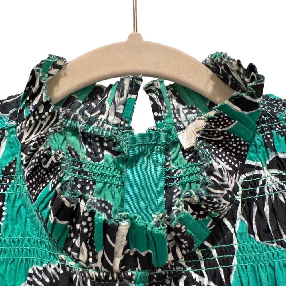 Love the Label Mini Dress Boho Floral Resortwear Preppy Green Black Sz S - Picture 4 of 16